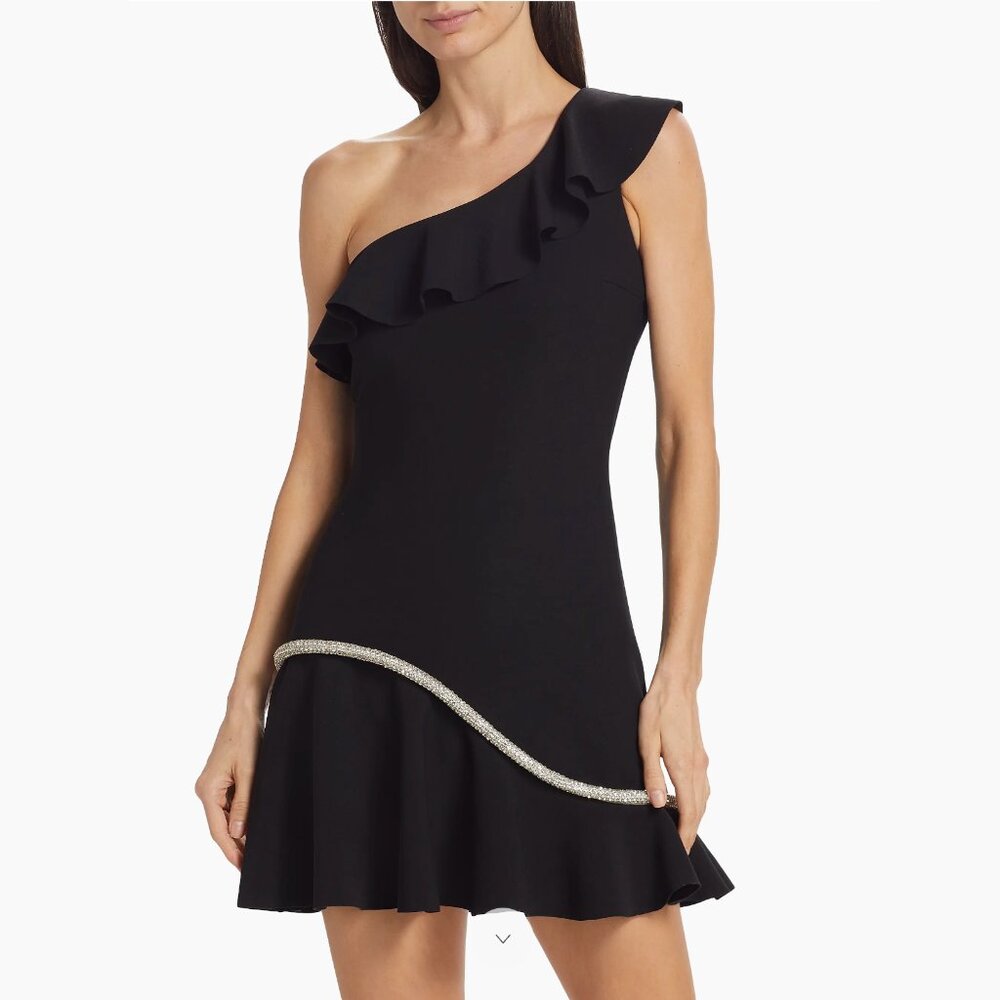 AMANDA UPRICHARD Elsa Crystal Embellished Mini Dress, Black/LBD, Size XS, NWT